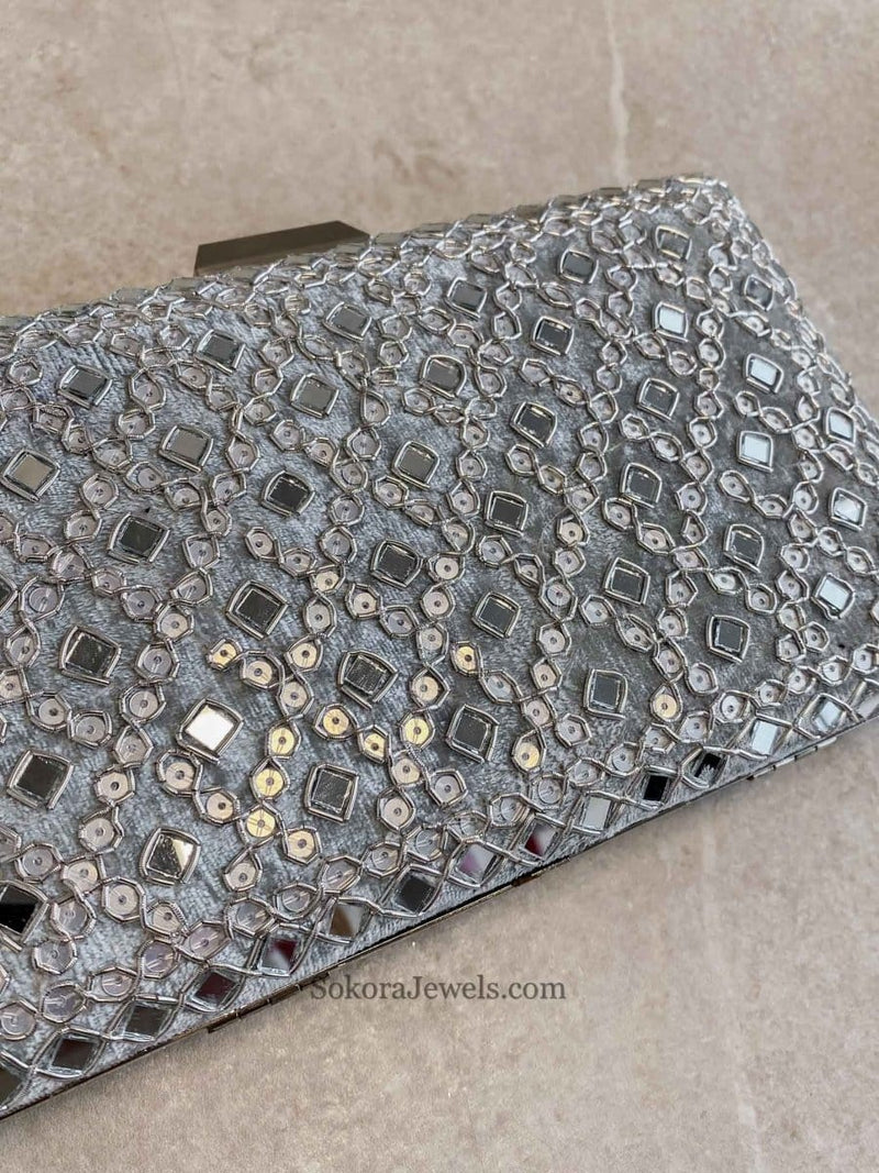 Gold Mirror Detail Clutch Bag - SOKORA JEWELSGold Mirror Detail Clutch Bag