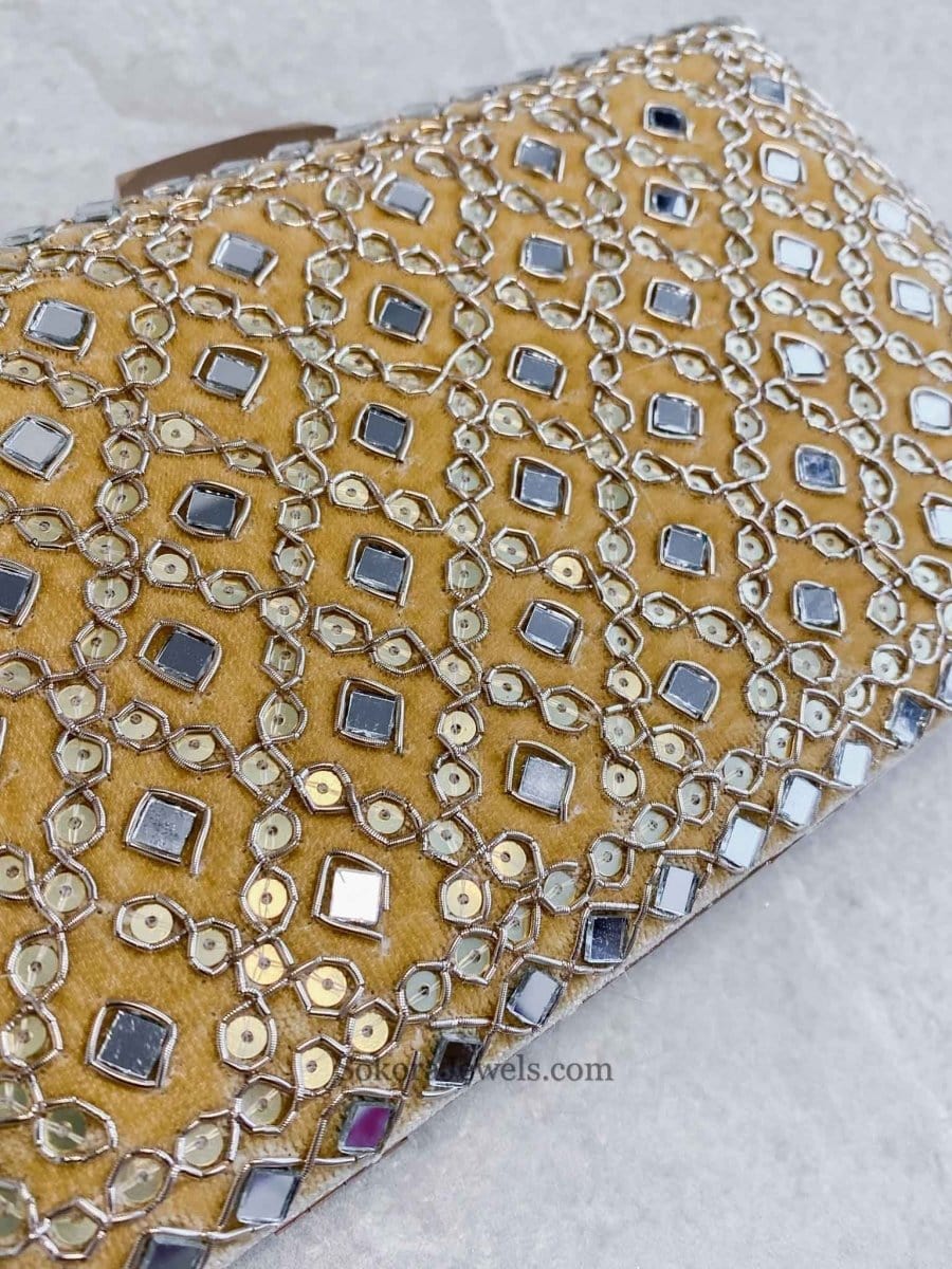 Gold Mirror Detail Clutch Bag - SOKORA JEWELSGold Mirror Detail Clutch Bag