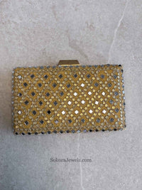 Gold Mirror Detail Clutch Bag - SOKORA JEWELSGold Mirror Detail Clutch Bag