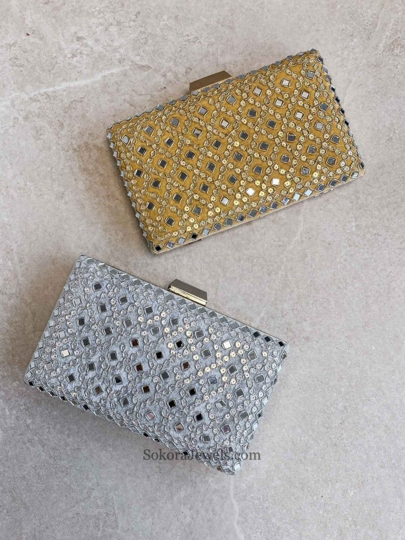Gold Mirror Detail Clutch Bag - SOKORA JEWELSGold Mirror Detail Clutch Bag