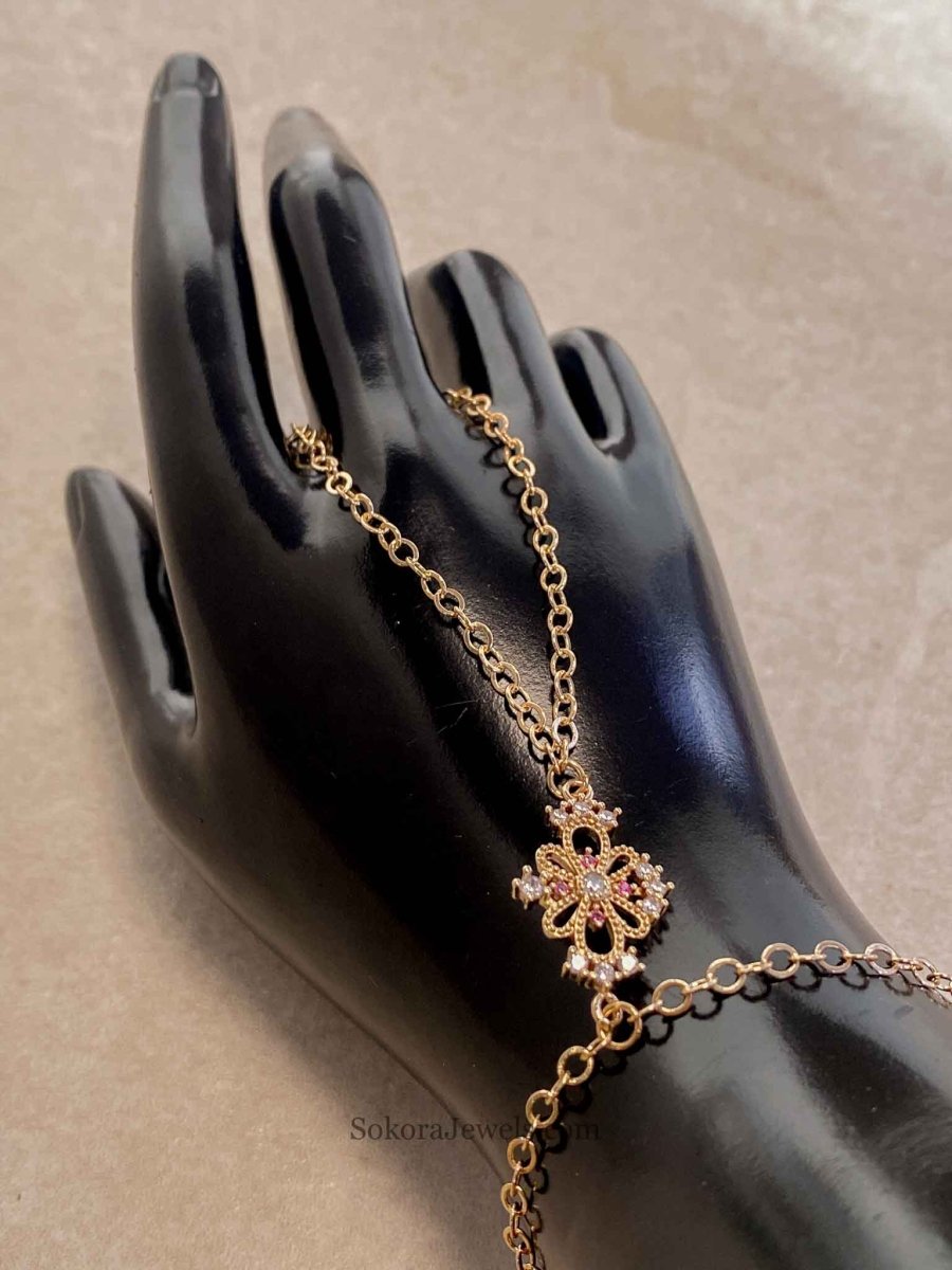 Gold Plated Charm Hand Harness - SOKORA JEWELSGold Plated Charm Hand Harness