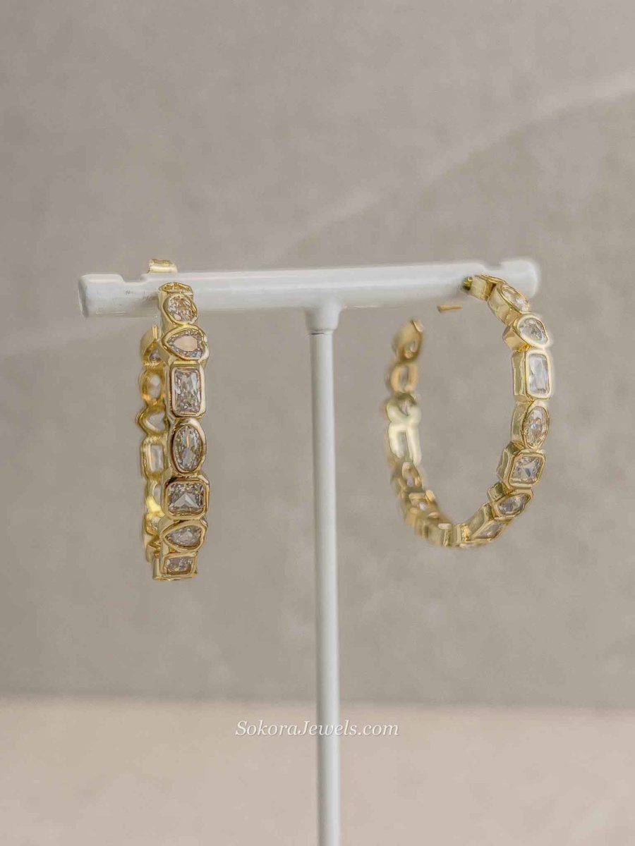 Gold Plated Cubic Zirconium Hoops - SOKORA JEWELSGold Plated Cubic Zirconium Hoops