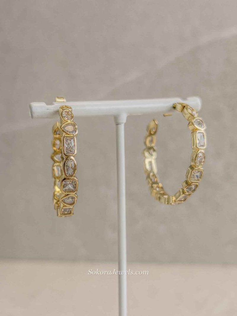 Gold Plated Cubic Zirconium Hoops - SOKORA JEWELSGold Plated Cubic Zirconium Hoops