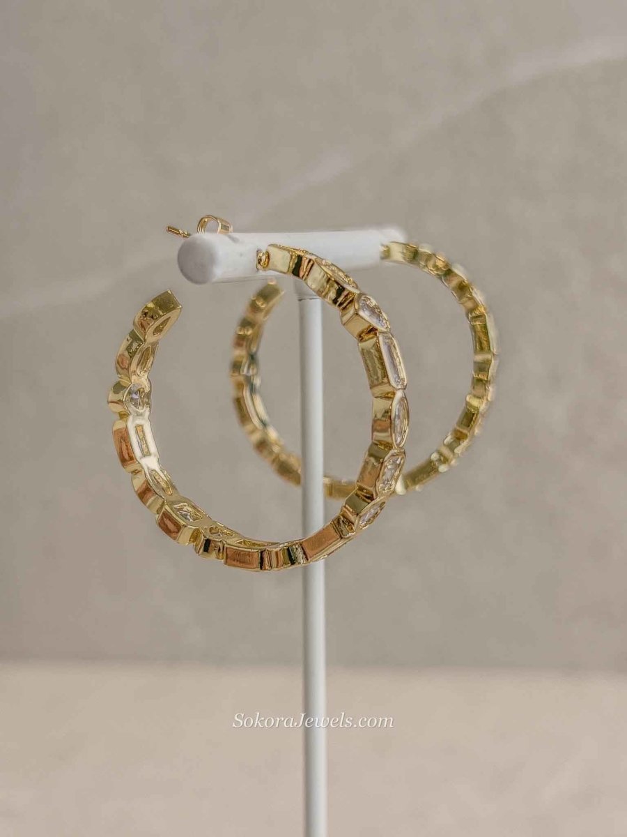 Gold Plated Cubic Zirconium Hoops - SOKORA JEWELSGold Plated Cubic Zirconium Hoops