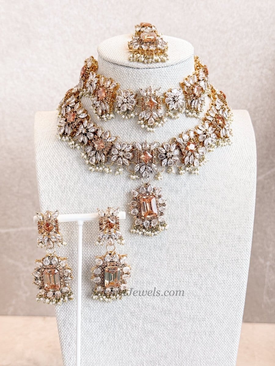 Gold Plated Diamante Bridal Choker & Necklace set - SOKORA JEWELSGold Plated Diamante Bridal Choker & Necklace setnecklace sets