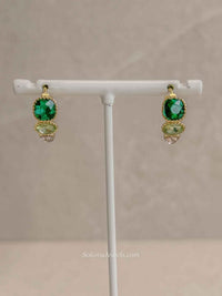 Gold Plated Emerald Stone Mini Hoop Earrings - SOKORA JEWELSGold Plated Emerald Stone Mini Hoop Earrings