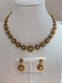 Gold Plated Floral Diwali Festive Necklace & Earring Set - SOKORA JEWELSGold Plated Floral Diwali Festive Necklace & Earring Set