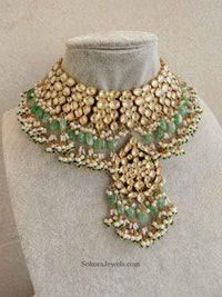 Gold Plated Heritage Kundan Bridal Jewellery Set – Green & Pearl Detailing - SOKORA JEWELSGold Plated Heritage Kundan Bridal Jewellery Set – Green & Pearl Detailing