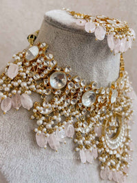 Gold Plated Heritage Kundan Bridal Pendant Necklace Set – Pink - SOKORA JEWELSGold Plated Heritage Kundan Bridal Pendant Necklace Set – Pink