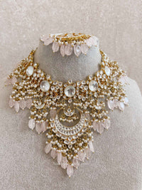 Gold Plated Heritage Kundan Bridal Pendant Necklace Set – Pink - SOKORA JEWELSGold Plated Heritage Kundan Bridal Pendant Necklace Set – Pink