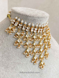 Gold Plated Kundan Choker and Earring set - SOKORA JEWELSGold Plated Kundan Choker and Earring set