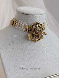 Gold Plated Kundan Choker & Jhumka set - SOKORA JEWELSGold Plated Kundan Choker & Jhumka set