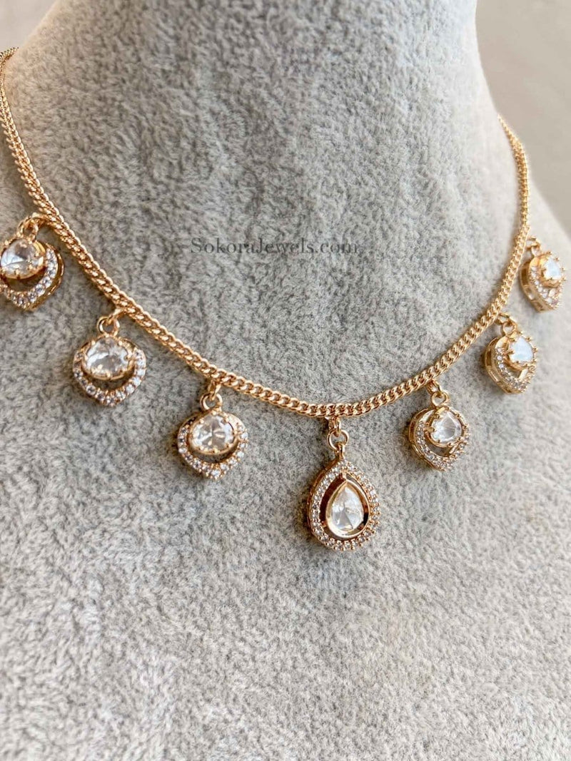 Gold plated Kundan Droplet set - SOKORA JEWELSGold plated Kundan Droplet set