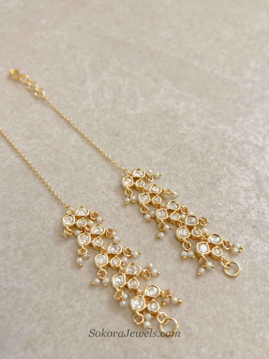Gold Plated Kundan Earring Support Chains (Sahare) - SOKORA JEWELSGold Plated Kundan Earring Support Chains (Sahare)EARRINGS