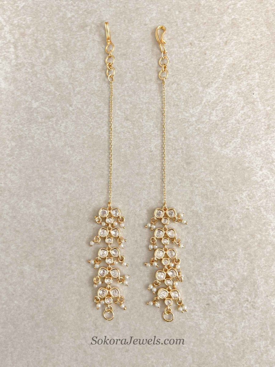 Gold Plated Kundan Earring Support Chains (Sahare) - SOKORA JEWELSGold Plated Kundan Earring Support Chains (Sahare)EARRINGS