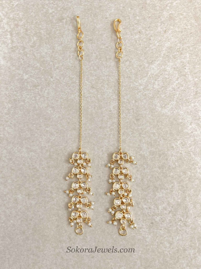 Gold Plated Kundan Earring Support Chains (Sahare) - SOKORA JEWELSGold Plated Kundan Earring Support Chains (Sahare)EARRINGS