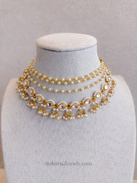Gold Plated Kundan & Pearl Choker - SOKORA JEWELSGold Plated Kundan & Pearl ChokerChoker Sets