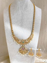 Gold Plated Long Haram Necklace set - SOKORA JEWELSGold Plated Long Haram Necklace set