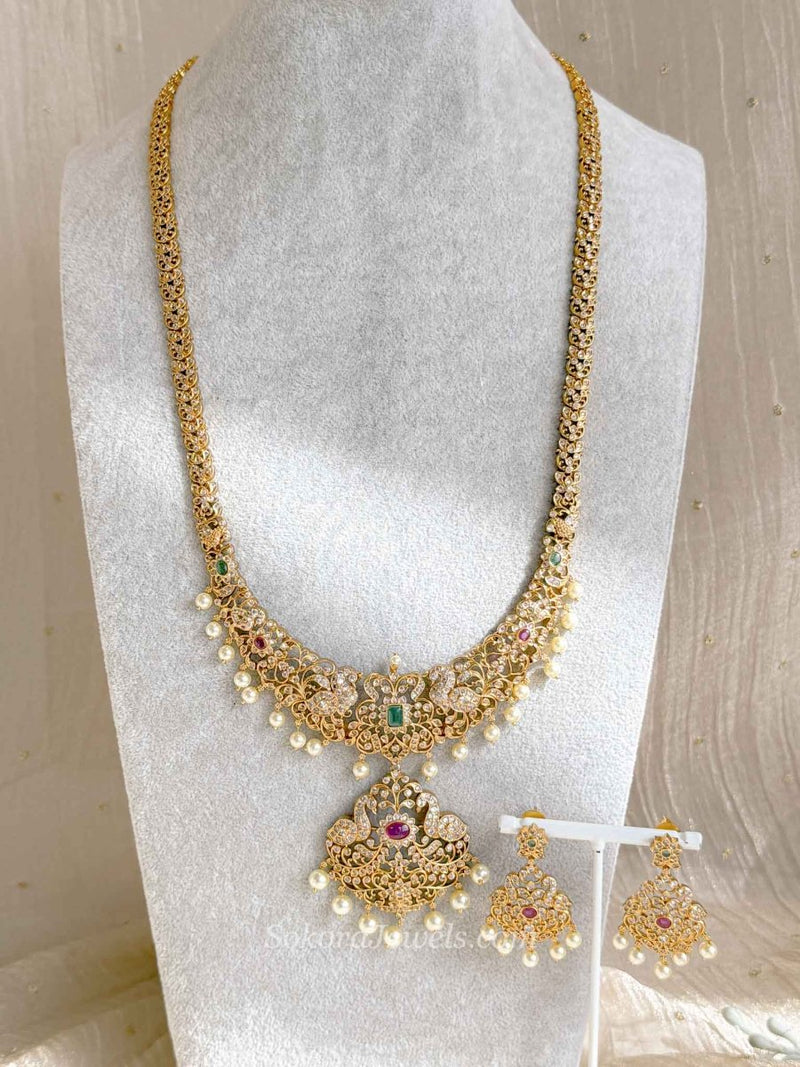 Gold Plated Long Haram Necklace set - SOKORA JEWELSGold Plated Long Haram Necklace set