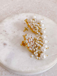 Gold Plated Mother of Pearl Stud Earrings - SOKORA JEWELSGold Plated Mother of Pearl Stud Earrings