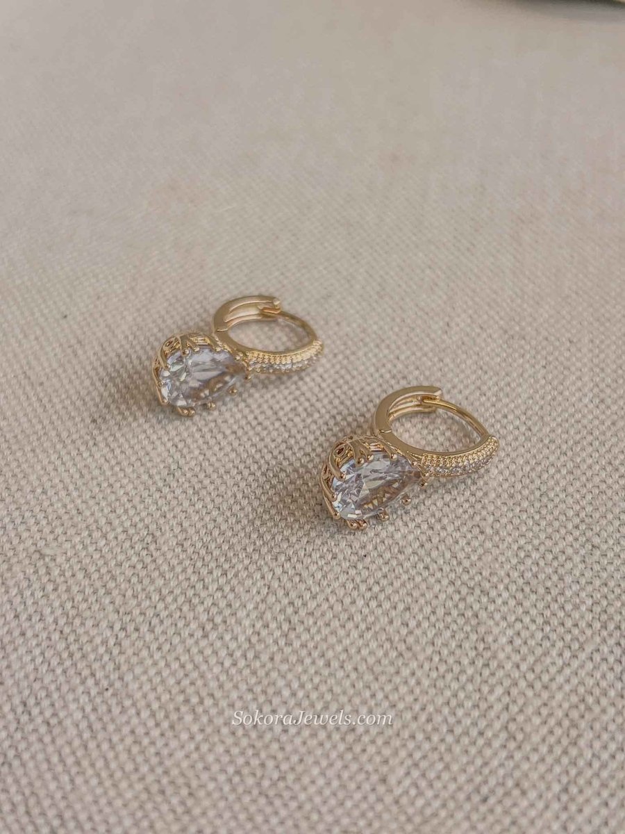 Gold Plated Zircon Drop Earrings - SOKORA JEWELSGold Plated Zircon Drop Earrings