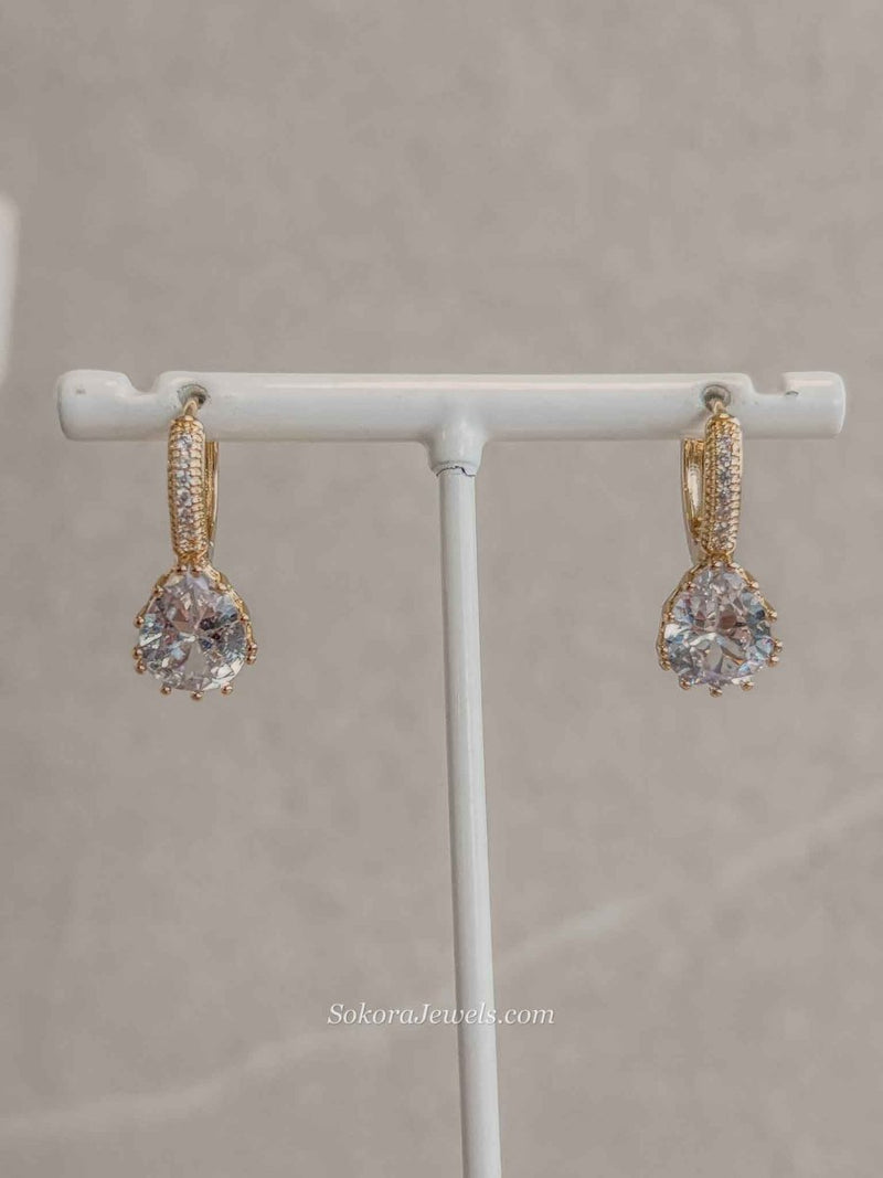 Gold Plated Zircon Drop Earrings - SOKORA JEWELSGold Plated Zircon Drop Earrings