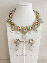 Gold/ Silver Heritage Motif Necklace Set - SOKORA JEWELSGold/ Silver Heritage Motif Necklace Set