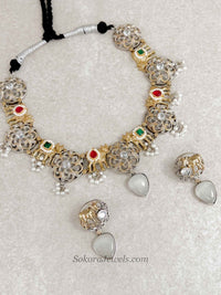 Gold/ Silver Heritage Motif Necklace Set - SOKORA JEWELSGold/ Silver Heritage Motif Necklace Set