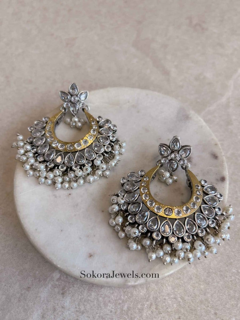 Gold & Silver Ramleela Earrings - SOKORA JEWELSGold & Silver Ramleela Earrings