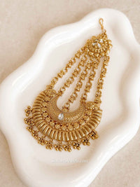 Gold Statement Jhumar – Bridal Side Headpiece - SOKORA JEWELSGold Statement Jhumar – Bridal Side Headpiece