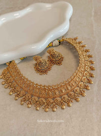 Gold Temple set with Jhumka Earrings - SOKORA JEWELSGold Temple set with Jhumka EarringsNECKLACE SETS