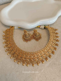 Gold Temple set with Jhumka Earrings - SOKORA JEWELSGold Temple set with Jhumka EarringsNECKLACE SETS