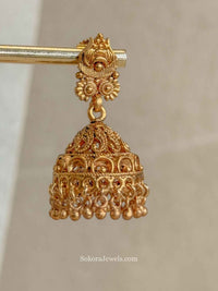 Gold Temple set with Jhumka Earrings - SOKORA JEWELSGold Temple set with Jhumka EarringsNECKLACE SETS