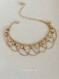 Gold Tone Chain Detail Ghungroo Anklet – Bridal Payal (Sold Individually) - SOKORA JEWELSGold Tone Chain Detail Ghungroo Anklet – Bridal Payal (Sold Individually)