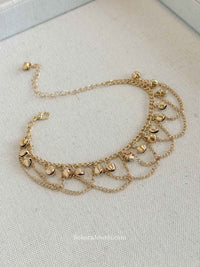 Gold Tone Chain Detail Ghungroo Anklet – Bridal Payal (Sold Individually) - SOKORA JEWELSGold Tone Chain Detail Ghungroo Anklet – Bridal Payal (Sold Individually)