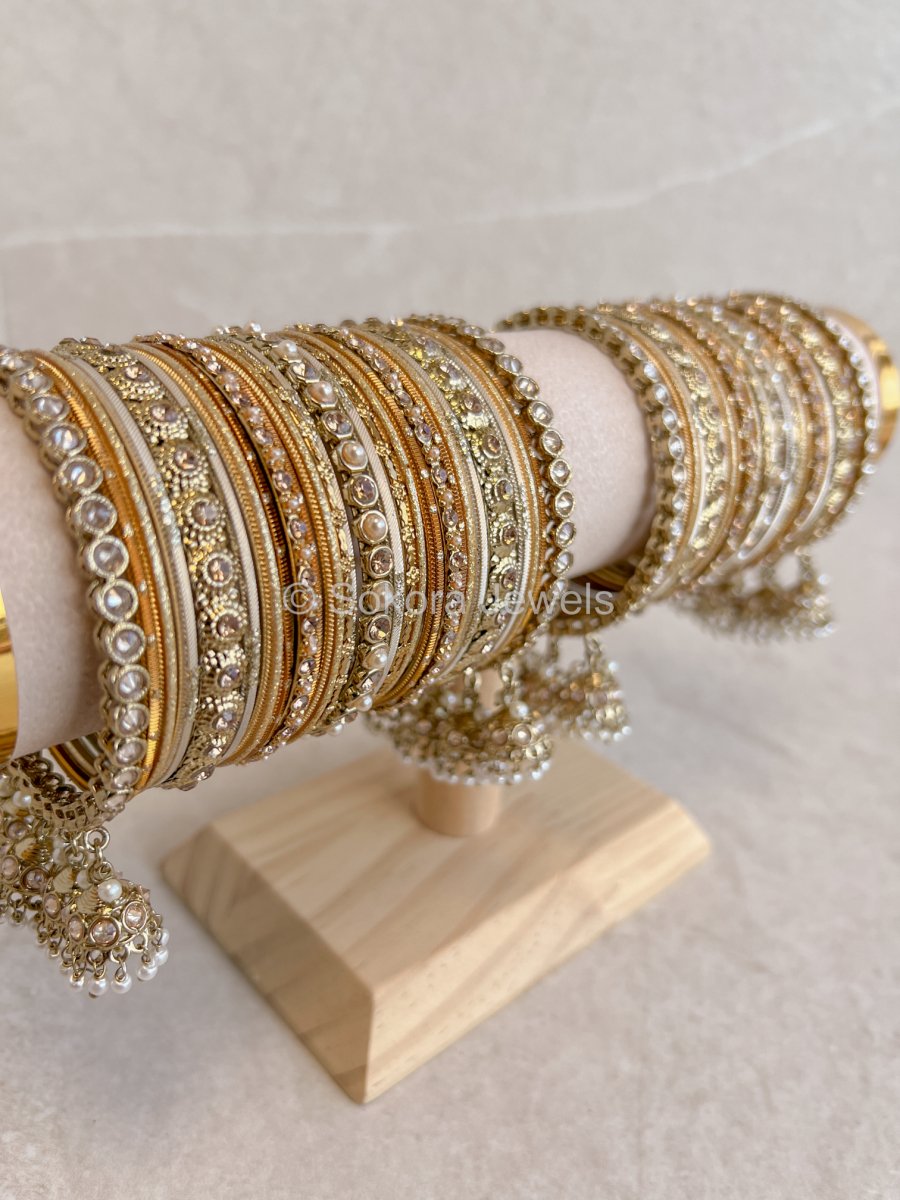 Golden Bridal Bangles Stack - SOKORA JEWELSGolden Bridal Bangles StackBANGLES