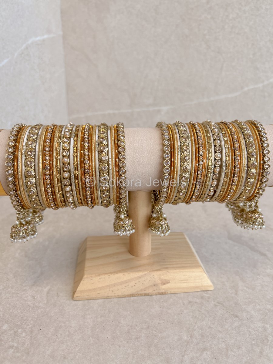 Golden Bridal Bangles Stack - SOKORA JEWELSGolden Bridal Bangles StackBANGLES