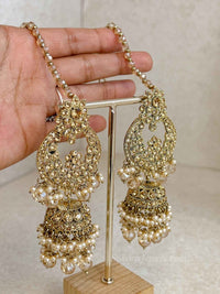 Golden Bridal Necklace set - SOKORA JEWELSGolden Bridal Necklace set