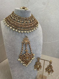 Golden Bridal Necklace Set - SOKORA JEWELSGolden Bridal Necklace Set