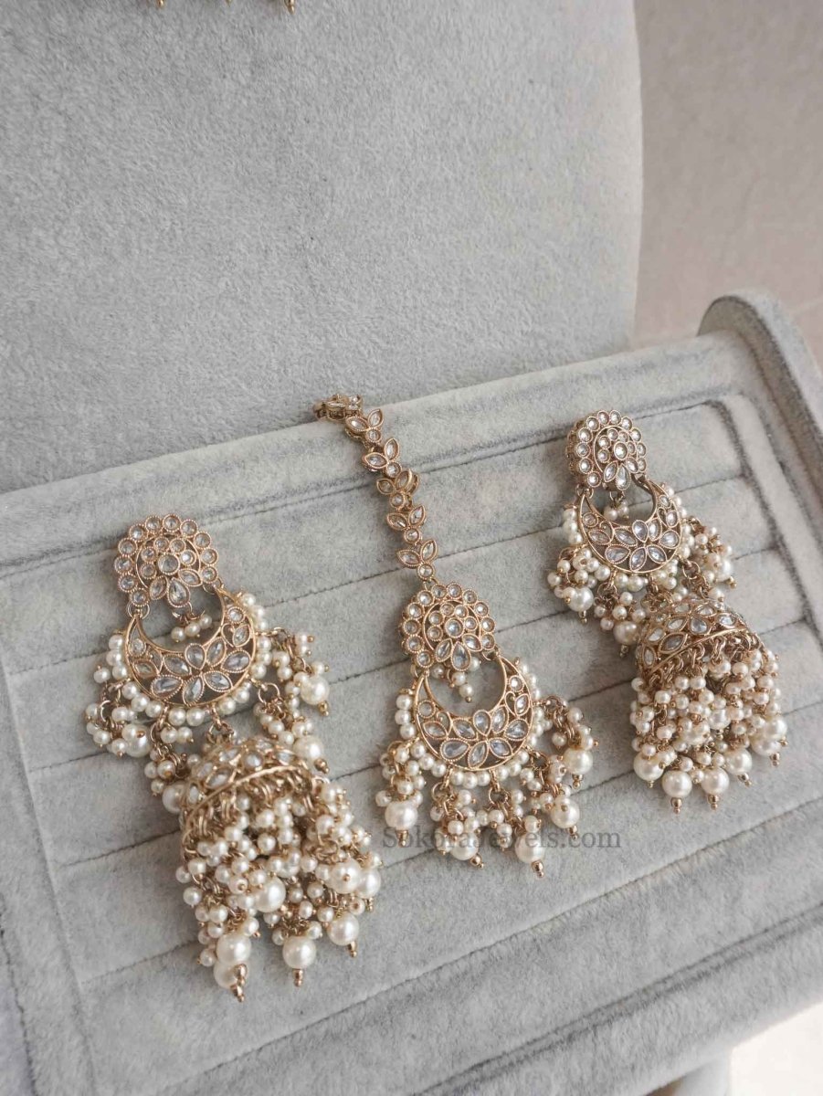 Golden Bridal Necklace Set - SOKORA JEWELSGolden Bridal Necklace Set