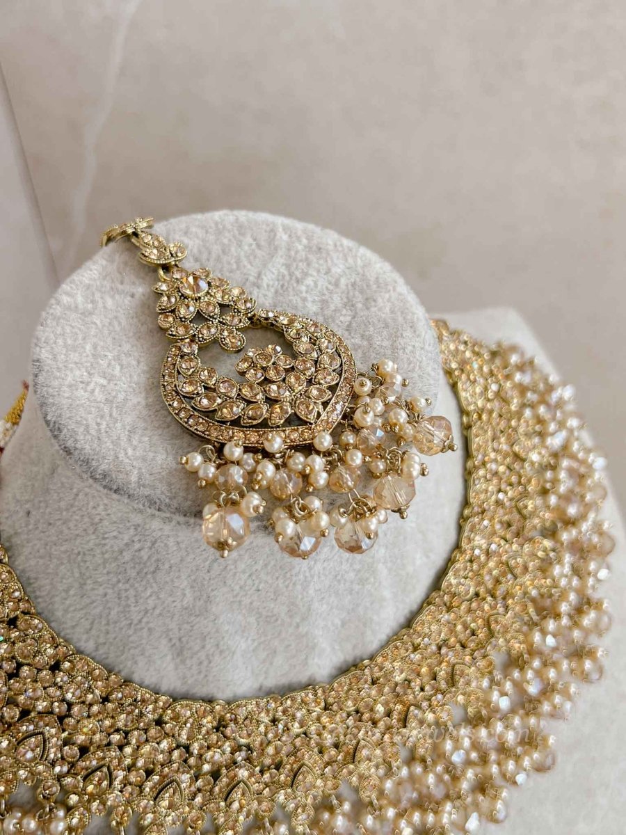 Golden Bridal Necklace set - SOKORA JEWELSGolden Bridal Necklace set