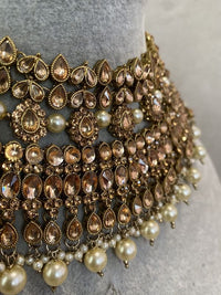 Golden Bridal Necklace Set - SOKORA JEWELSGolden Bridal Necklace Set