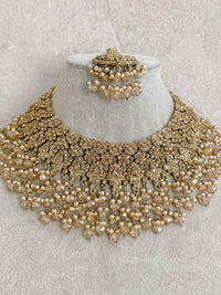 Golden Bridal Necklace set - SOKORA JEWELSGolden Bridal Necklace set
