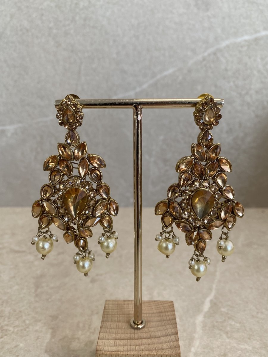 Golden Bridal Necklace Set - SOKORA JEWELSGolden Bridal Necklace Set