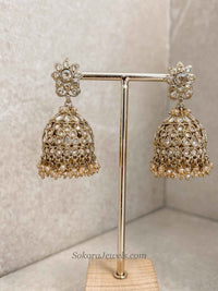 Golden Champagne Jhumka Earrings - SOKORA JEWELSGolden Champagne Jhumka Earrings