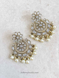 Golden Chandbali Earrings - Pearl Drop - SOKORA JEWELSGolden Chandbali Earrings - Pearl Drop
