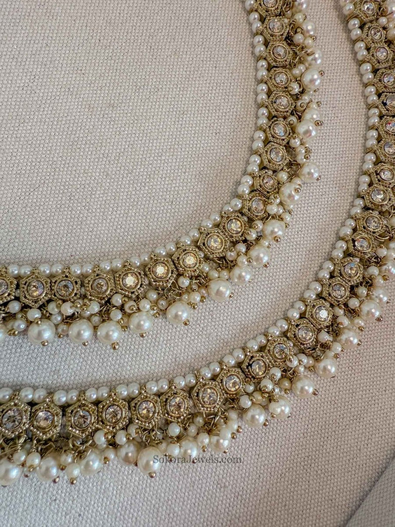 Golden crystal and Pearl Anklets - SOKORA JEWELSGolden crystal and Pearl Anklets