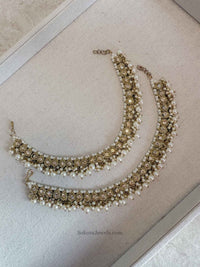 Golden crystal and Pearl Anklets - SOKORA JEWELSGolden crystal and Pearl Anklets