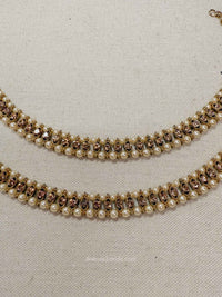 Golden crystal and Pearl Anklets - SOKORA JEWELSGolden crystal and Pearl Anklets