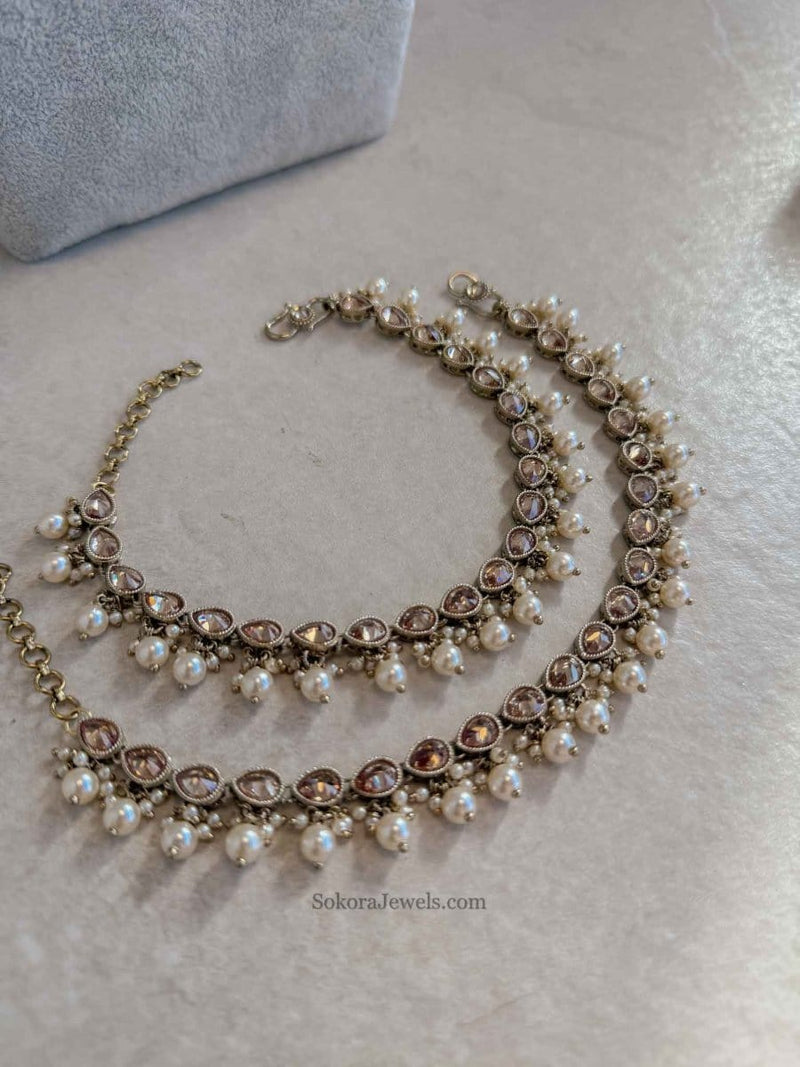 Golden Crystal Anklets - SOKORA JEWELSGolden Crystal Anklets